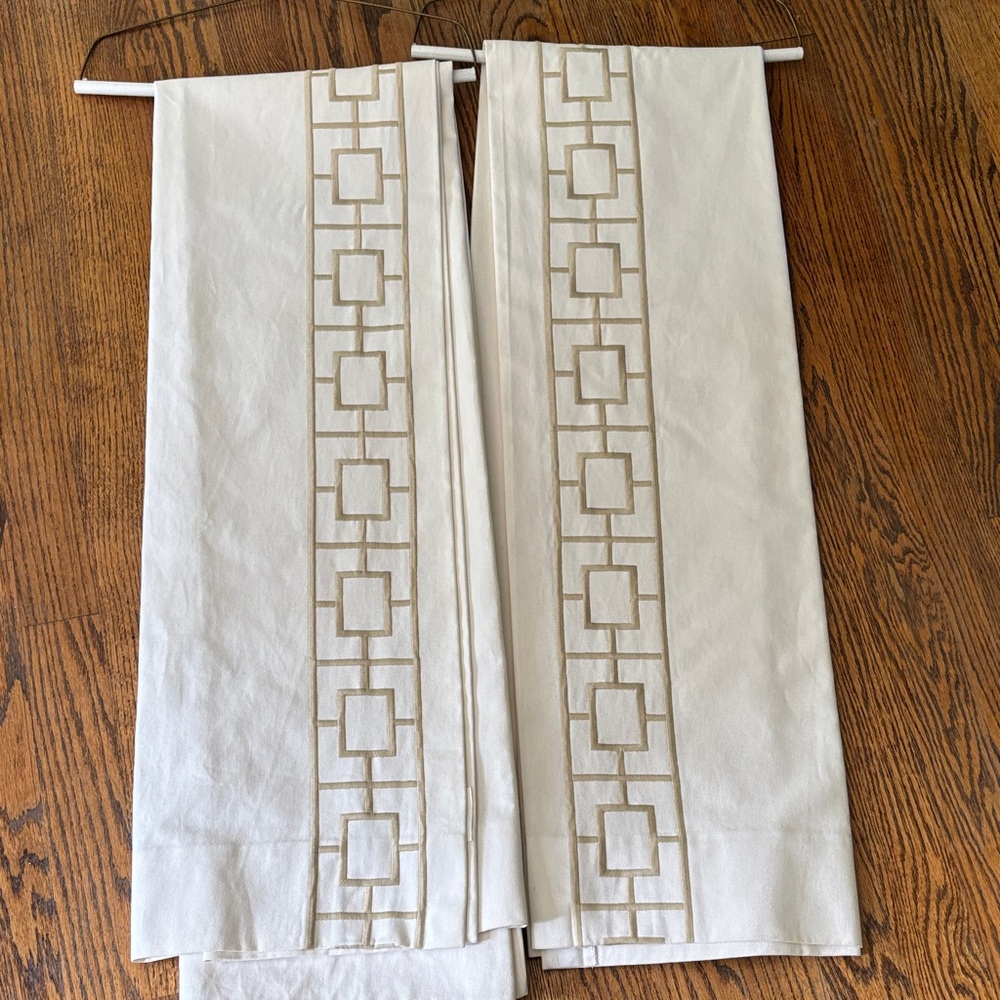 Ballard Designs Natural Geometric Pattern Curtains set of 2. Like New.